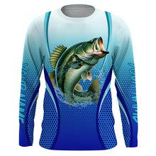 Load image into Gallery viewer, Largemouth bass Fishing blue camo Bass jersey custom name long sleeves shirts fishing apparel NQS2313