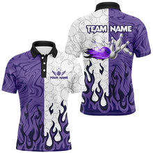 Load image into Gallery viewer, White Camo Bowling Purple Flame Mens Bowling Shirts Custom Bowling Team League Jerseys NQS8571