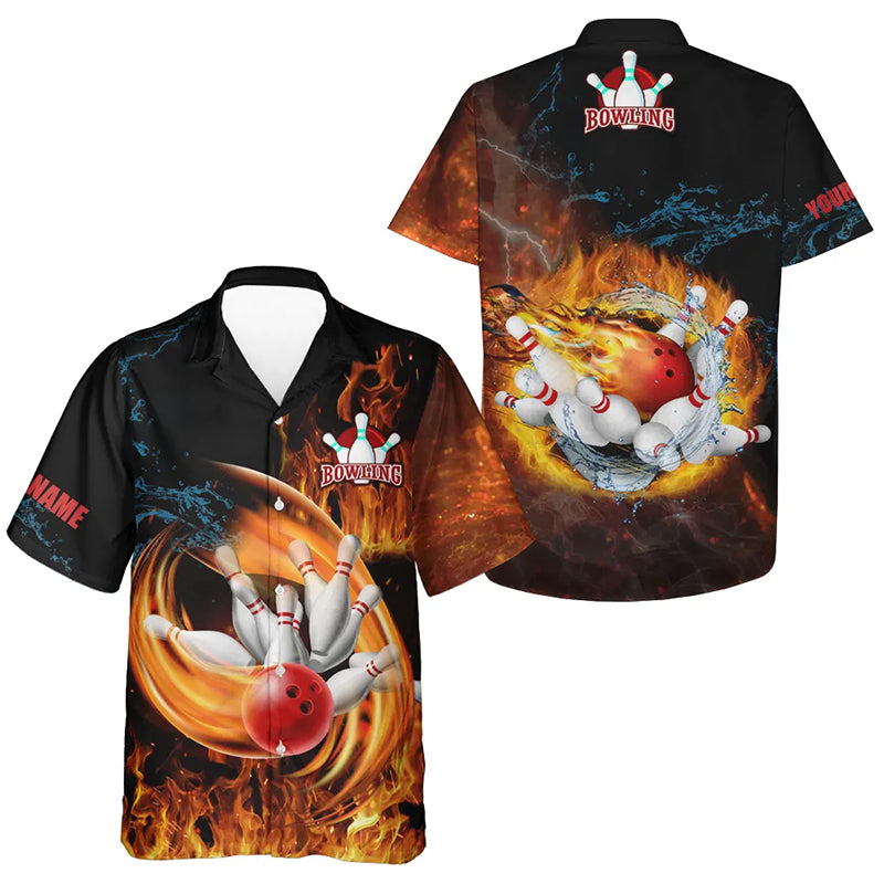 Custom Hawaiian bowling shirt for bowling – personalized team jersey front view