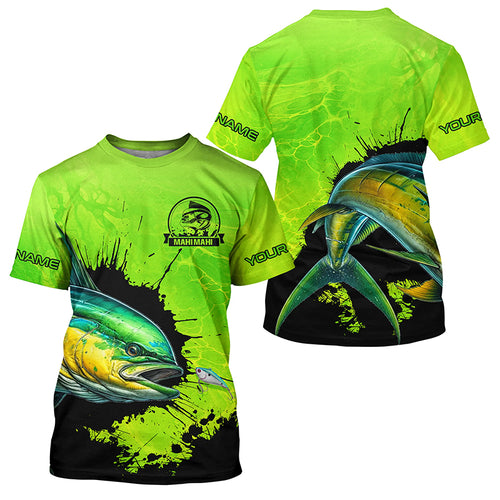 Personalized Mahi mahi fishing Performance long sleeve Fishing Shirt, Dorado fishing jerseys | Green NQS6921