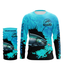 Load image into Gallery viewer, Personalized Chinook Salmon fishing Performance long sleeve Fishing Shirt, Salmon fishing jersey| Blue NQS6922