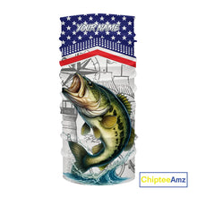 Load image into Gallery viewer, American Flag Largemouth Bass Fishing Custom Bass Long Sleeve Fishing Shirts, Bass Team Jerseys NQS11346