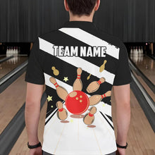 Load image into Gallery viewer, Personalized Red, white and black Retro bowling Polo, Quarter Zip shirt for Men, Bowling Team Jersey NQS9460
