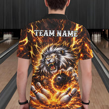 Load image into Gallery viewer, Gold Lightning Thunder Angry Lion Bowling Polo, 1/4 Zip Shirt for Men Custom Lion Bowling Team jersey NQS11681