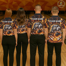 Load image into Gallery viewer, Gold Lightning Thunder Angry Lion Bowling Polo, 1/4 Zip Shirt for Men Custom Lion Bowling Team jersey NQS11681