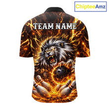 Load image into Gallery viewer, Gold Lightning Thunder Angry Lion Bowling Polo, 1/4 Zip Shirt for Men Custom Lion Bowling Team jersey NQS11681