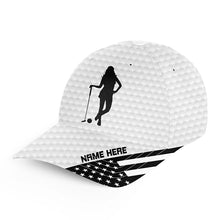 Load image into Gallery viewer, American flag white golf ball skin Golfer hat custom name golf clubs sun hats for men, women NQS7548