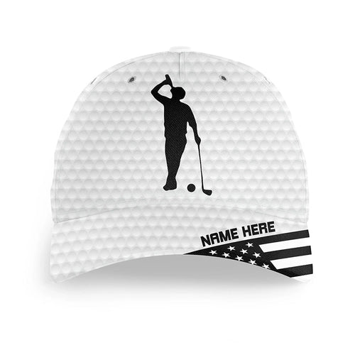 American flag white golf ball skin Golfer hat custom name golf clubs sun hats for men, women NQS7548