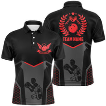 Load image into Gallery viewer, Black Bowling Jersey For Men Custom Retro Bowling Shirts For Team Bowlers | Red NQS7552