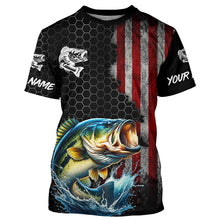 Load image into Gallery viewer, American flag Largemouth bass fishing Custom patriot performance Fishing Shirts, Bass fishing jerseys NQS7559