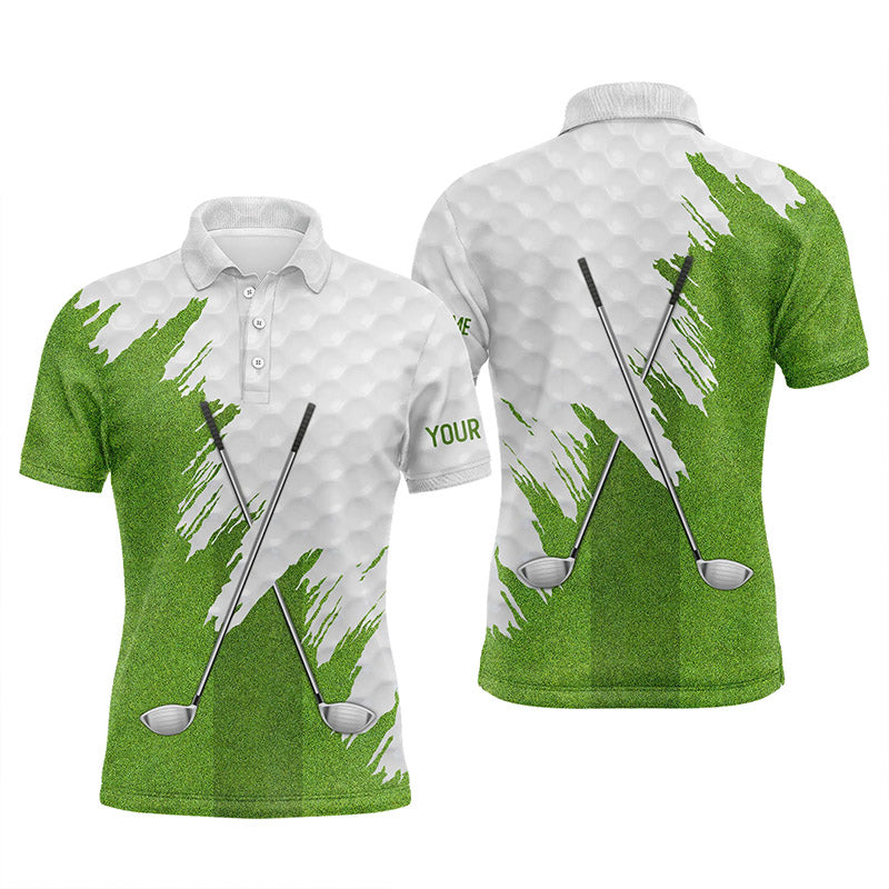 White and green golf clubs custom name mens golf polo shirts team golf shirts for men NQS5589