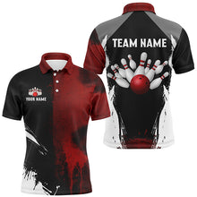 Load image into Gallery viewer, Black and red Bowling Polo, Quarter Zip Shirt For Men Custom Bowling Team jerseys, gift for bowlers NQS7948