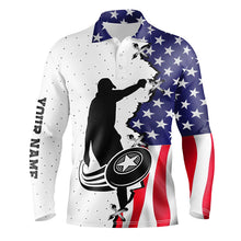 Load image into Gallery viewer, Mens disc golf polo shirt American flag custom patriotic disc golf team jersey disc golf wear NQS8576