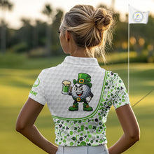 Load image into Gallery viewer, Personalized Funny Golf beer Green clover pattern golf clubs St Patrick&#39;s Day polo shirt for women NQS11144