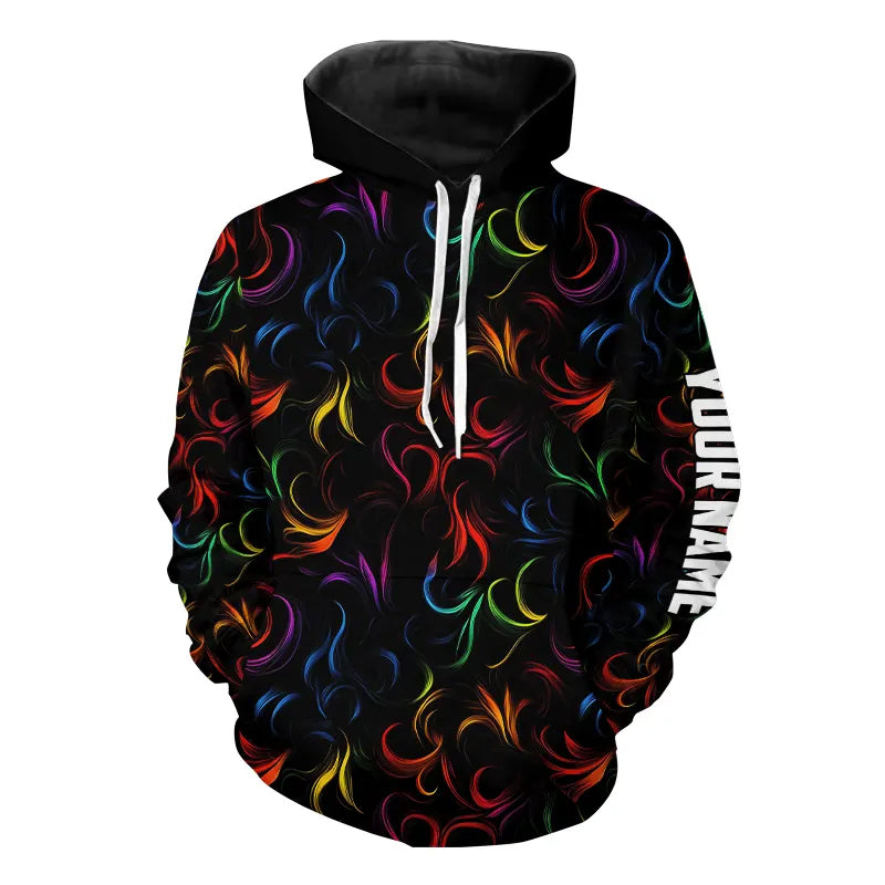 Colorful Rainbow Fire pattern Golf Hoodies custom golf attire golfing gifts NQS9300