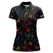 Load image into Gallery viewer, Colorful Rainbow Fire pattern Womens golf polos shirts custom golf attire for women NQS9300