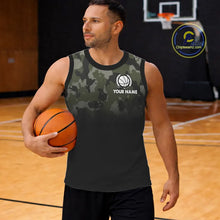 Load image into Gallery viewer, Black and Green Camo Basketball Team Jerseys Custom American Flag Patriotic Basketball Shirts NQS11356