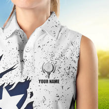 Load image into Gallery viewer, Personalized Texas Flag Grunge pattern Womens Sleeveless Polo Shirt Custom Texas Golf Team Jerseys NQS9469