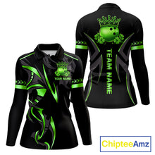 Load image into Gallery viewer, Black and Green clovers St Patrick's Day Bowling Shirts for Women Custom Bowling Team jerseys NQS11692