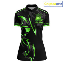 Load image into Gallery viewer, Black and Green clovers St Patrick's Day Bowling Shirts for Women Custom Bowling Team jerseys NQS11692
