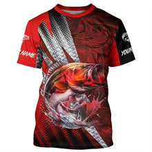 Load image into Gallery viewer, Bass fishing Custom sun protection long sleeve fishing shirts, bass fishing jersey | Red NQS5366