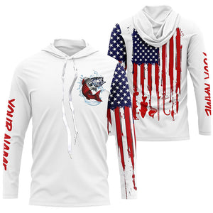 American flag Striped bass fishing personalized patriotic UV Protection Striper Fishing Shirts for men NQS5592