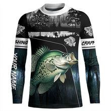 Load image into Gallery viewer, Crappie Fishing blue camo jerseys custom long sleeve hooded fishing shirts uv protection, fishing hats NQS3686