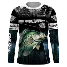 Load image into Gallery viewer, Crappie Fishing blue camo jerseys custom long sleeve hooded fishing shirts uv protection, fishing hats NQS3686