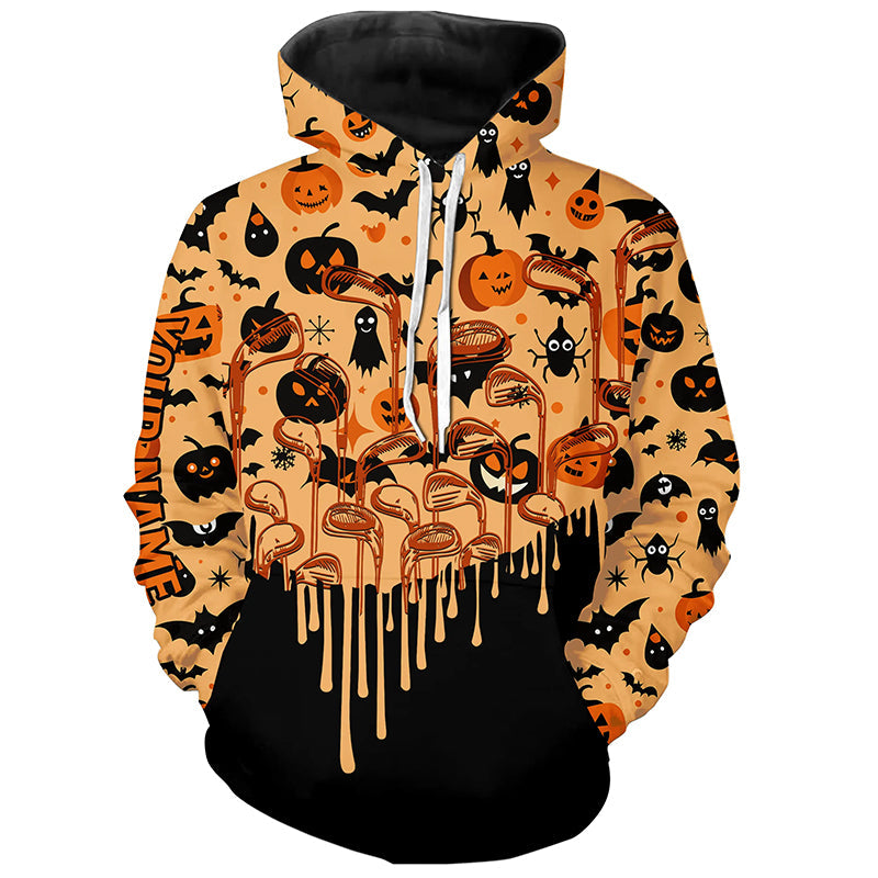 Funny Halloween pattern golf clubs Golf Hoodies custom golf attire hoodie, golf gifts for men women NQS8587