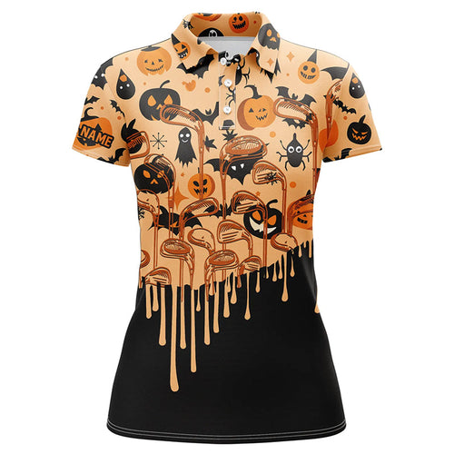 Funny Halloween pattern golf clubs Women golf polo shirts custom golf attire for ladies, golf gifts NQS8587