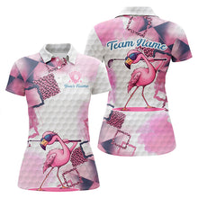 Load image into Gallery viewer, Pink Flamingo leopard pattern Women golf polo shirts custom golf outfits for ladies, flamingo tops NQS8591