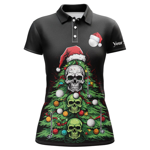 Funny Skull Golf Christmas Tree Women golf polo shirt custom ladies golf tops Christmas golf gifts NQS8838