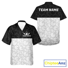 Load image into Gallery viewer, Black and White Bowling Camo Button-up Shirt Custom Hawaiian Bowling Team League Bowlers Outfit NQS11701
