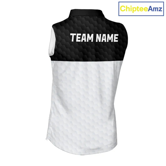 Black and White Sleeveless Golf Polo shirt Custom golf attire for ladies, best golf gifts for women NQS11702