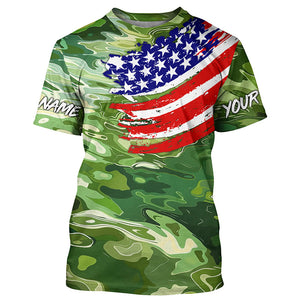 Green camo fishing American flag Custom patriot performance long sleeve fishing tournament shirts NQS7388