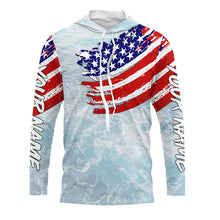 Load image into Gallery viewer, Ocean sea wave camo fishing Custom American flag patriot performance long sleeve fishing jerseys NQS7390