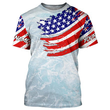 Load image into Gallery viewer, Ocean sea wave camo fishing Custom American flag patriot performance long sleeve fishing jerseys NQS7390