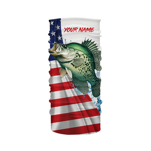 American flag patriotic crappie fishing Custom Name UV Protection long sleeve Fishing Shirts for men NQS5368