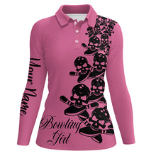 Load image into Gallery viewer, Women&#39;s Polo Bowling Shirt Custom ladies skull Bowlers Jerseys, team bowling gifts | Pink NQS5844