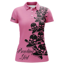 Load image into Gallery viewer, Women&#39;s Polo Bowling Shirt Custom ladies skull Bowlers Jerseys, team bowling gifts | Pink NQS5844