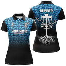 Load image into Gallery viewer, Womens golf polos shirts custom Blue diamond pattern disc golf basket jerseys, frisbee golf attire NQS7965