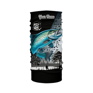 Chinook Salmon (King salmon) fishing scales Custom name performance anti UV long sleeve fishing shirts NQS3856