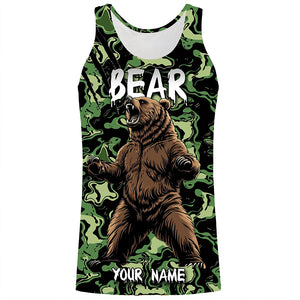 Bear hunter big game hunting green camouflage Customize Name 3D All Over Printed Shirts NQS4008