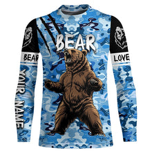 Load image into Gallery viewer, Bear hunter big game hunting blue camouflage Customize Name 3D All Over Printed Shirts NQS4009