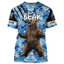 Load image into Gallery viewer, Bear hunter big game hunting blue camouflage Customize Name 3D All Over Printed Shirts NQS4009