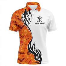 Load image into Gallery viewer, Orange Halloween Mens golf polo shirts custom men&#39;s golf outfits for team, Halloween golf gifts NQS8597