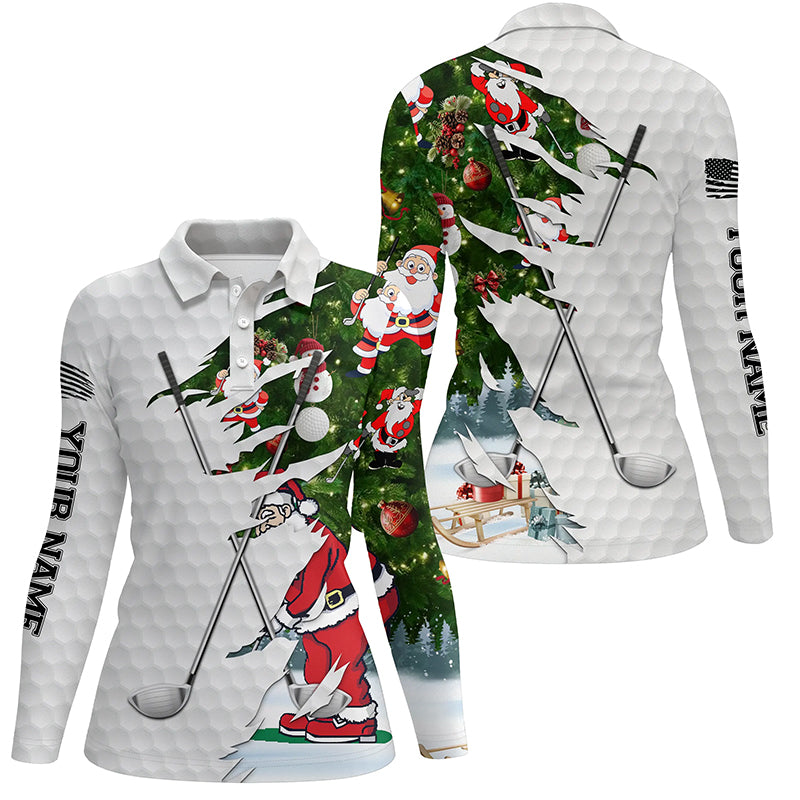 Christmas golf pattern white golf ball skin Womens golf polo shirts custom golf clubs outfit women NQS6748