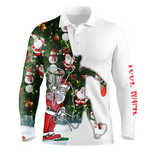 Load image into Gallery viewer, Mens disc golf polo shirts Christmas Santa pattern custom disc golf outfit NQS6750