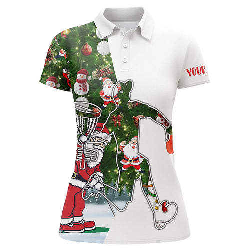 Womens disc golf polo shirts Christmas Santa pattern custom disc golf outfit NQS6750