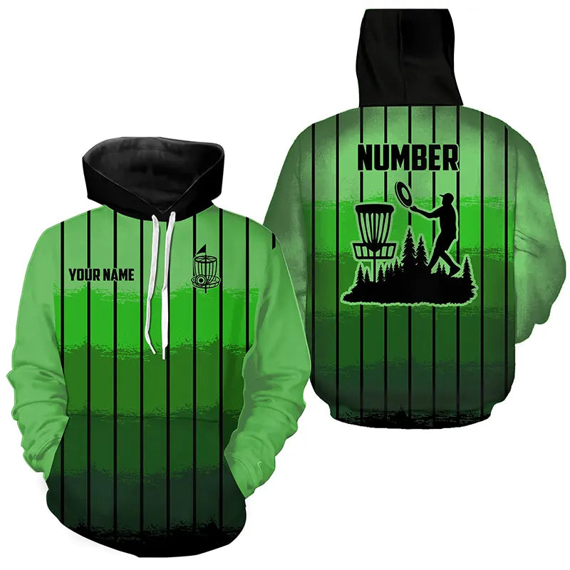 Green stripe Retro disc golf Hoodies custom name and number disc golf hoodie NQS9081